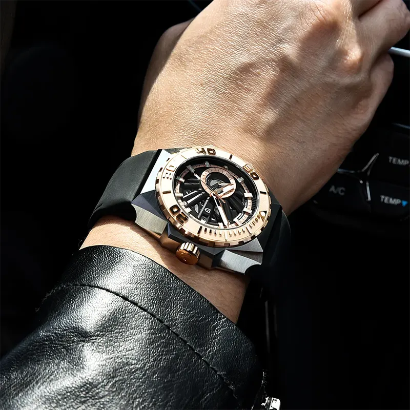 Pagani Design Automatic Skeleton Rosegold Bezel Men's Watch-  PD-YS007